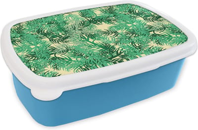 Broodtrommel Blauw - Lunchbox - Brooddoos - Jungle - Patronen - Camouflage - 18x12x6 cm - Kinderen - Jongen
