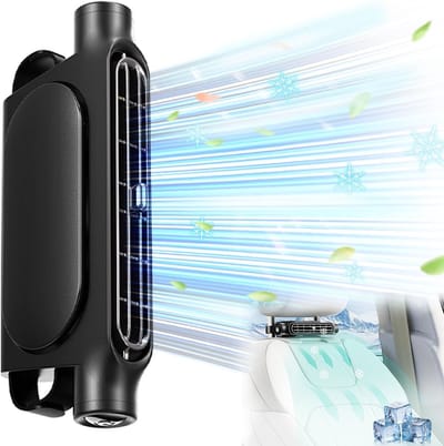 Auto ventilator - Auto ventilator cooling - 3 Standen -Ventilator voor auto - 3000 mAh - Oplaadbaar - Koeling van de autostoel - Autohoofdsteunventilator - Mini Fan - Geschikt voor voertuig, SUV, camper, pick-up, truck, bureaustoel - Zwart