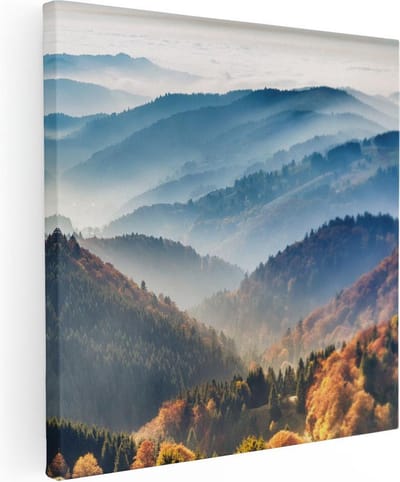Artaza Canvas Schilderij Bergen - 90x90 cm - Wanddecoratie Herfst - Muurdecoratie Landschap - Schilderijen Op Canvas Natuur