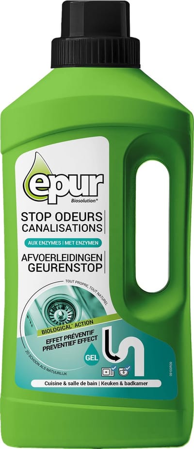Epur Biosolution Geurstop Afvoerleidingen — Enzymatisch Tegen Slechte Geuren & Verstoppingen — Septische Put Compatibel — Voor Alle Leidingen — 1L