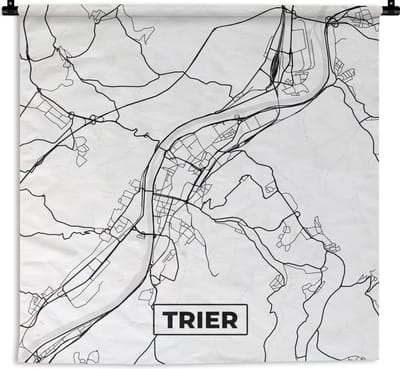 Wandkleed - Wanddoek - Kaart - Trier - Plattegrond - Stadskaart - 90x90 cm - Wandtapijt