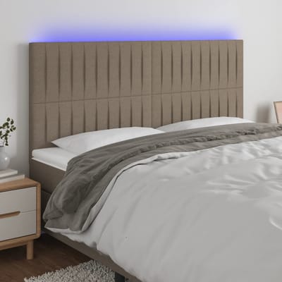 vidaXL - Hoofdbord - LED - 180x5x118/128 - cm - stof - taupe