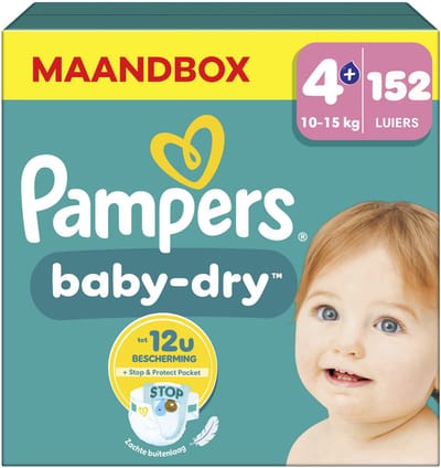 Pampers - Baby Dry - Maat 4+ - Maandbox - 152 stuks - 10/15 KG