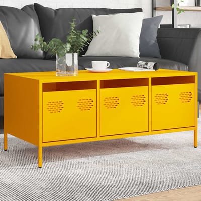 vidaXL - Salontafel - 101,5x50x43,5 - cm - koudgewalst - staal - mosterdgeel