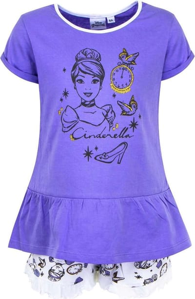 Disney Princess - Cinderella - Shortama - Paars - Maat 116 - 6 jaar