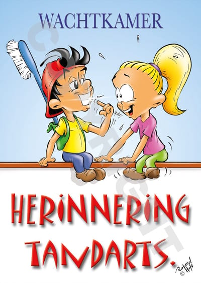 Oproepkaart - HERINNERING TANDARTS - Cartoon 'Wachtkamer' - 50 stuks