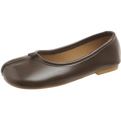 Modeontwerp Dames Platte Split Toe Schoenen Dames Microvezel Leer Comfortabele Platte Split Toe Slippers Zachte Zool Loafers 40