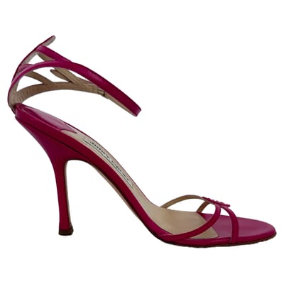 Jimmy Choo Enkelband Sandal Hakken in Roze Leer