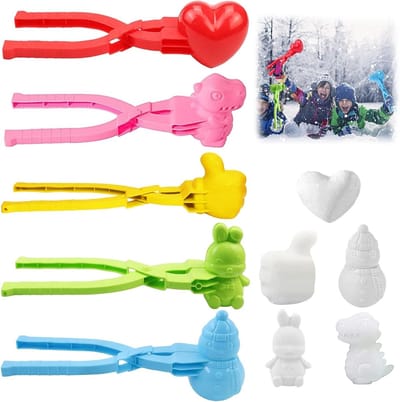 Sneeuwbal Tang - Sneeuwvorm Set - Winter Plezier - 5 Verschillende Vormen - 19.5 x 6 cm - Meerdere Kleuren