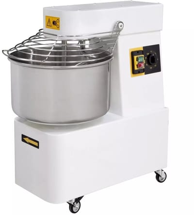 HENDI spiraalmixer - rvs 18/10 en koolstofstaal - vaste kom, 2 snelheden, 48 liter - 480x805x(h)850 mm - zilvergrijs - 128 kg/uur - bakkerij/pizzeria