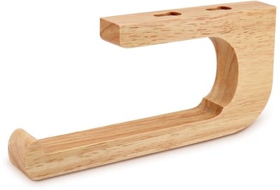 Dailygoods- Toiletrolhouder Zelfklevend - Houten - WC Rolhouder - Toiletrolhouder Zonder Boren - Papierhouder voor Badkamer - Geschikt voor Gladde Oppervlakken