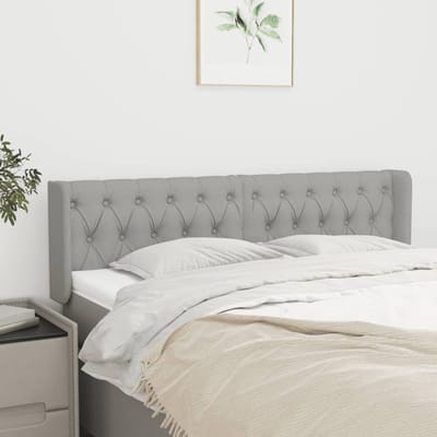 vidaXL - Hoofdbord - met - randen - 147x16x78/88 - cm - stof - lichtgrijs