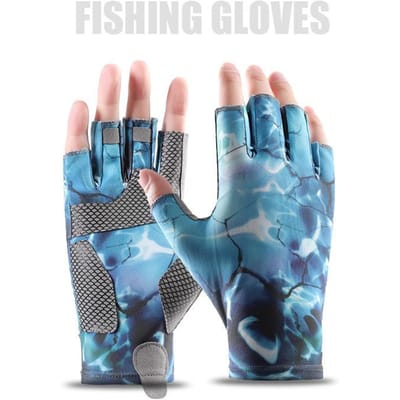 Gants de pêche été homme et femme soie glacée protection solaire antidérapants pêche en mer anti-coupure fins cycle cyclisme sans doigts G usage pratique M de la mer