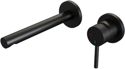 Brauer Black Carving Inbouw Wastafelmengkraan met Rechte Uitloop en Rozetten Model A1 Mat Zwart