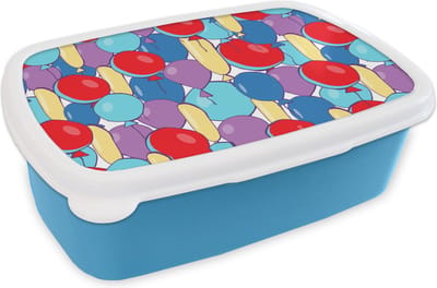 Broodtrommel Blauw - Lunchbox - Brooddoos - Ballonnen - Patronen - Feest - 18x12x6 cm - Kinderen - Jongen