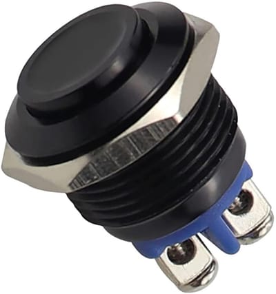 Waterdichte Metaal Drukknop Schakelaar 16mm Zwart - Voor 12V Installaties
