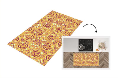 Keukenloper - Loper keuken - Perzisch Tapijt - Vloerkleed - Patronen - Oranje - 120x60 cm - Keukenloper vinyl