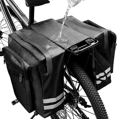 30L Waterdichte Dubbele Fietstassen Achterdrager – Reflecterend – Ideaal voor Boodschappen - woon-werkverkeer & Lange Tochten - Zwart