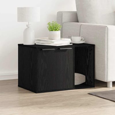 vidaXL - Kattenbakomheining - zwart - eiken - 60x40x40 - cm - bewerkt - hout