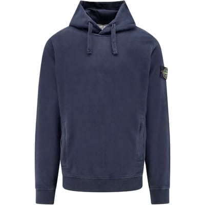 Stone Island AH24 Pull à Capuche Cordon de Serrage Couleur Unie Imprimé Logo Manches Longues Pull Pull Homme Bleu Marine 811560820-V0020 M blue