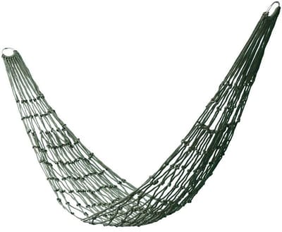 Hangmat - Campinghangmat - Buitenhangmat - Gaashangmat - Relaxhangmat - 250x150cm - Met ijzeren ringen - Draagbaar - Gemakkelijk op te bergen - Ademend - Geschikt voor tuinen, stranden, kamperen, terras, wandelen, reizen - Groen