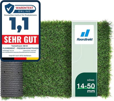 Floordirekt Oxford Artificial Grass Outdoor Grass Carpet Sold by the Metre, Rolled Grass Artificial Grass Lawn for Balcony and Garden Rug, Outdoor Rug, Custom, 25 mm High, 100 x 500 cm