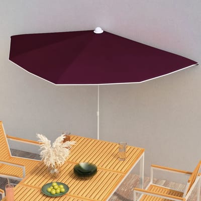 vidaXL - Parasol - half - met - paal - 180x90 - cm - bordeauxrood