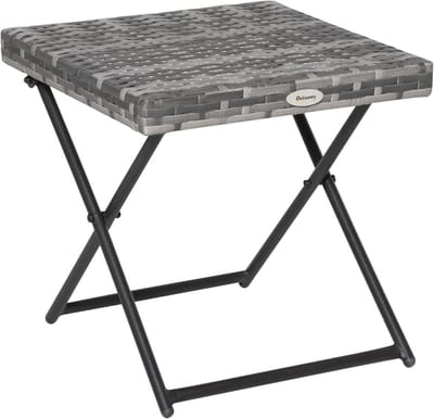 Opvouwbare vierkante tuintafel voor buiten - Bistro-bijzettafel met rotanblad, 40 x 40 cm