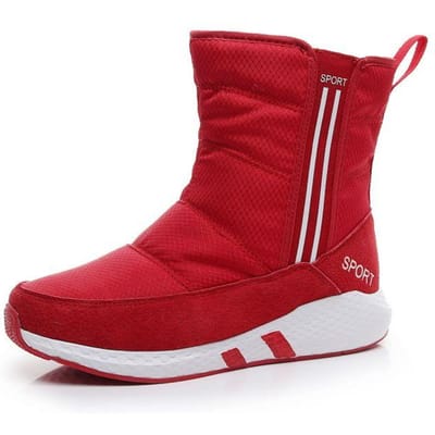 Dames Winterlaarzen Nieuwe Pluche Dames Korte Laarzen Dames Sneeuwlaarzen Rits Waterdicht Antislip Warm Dames Winterschoenen 36 red