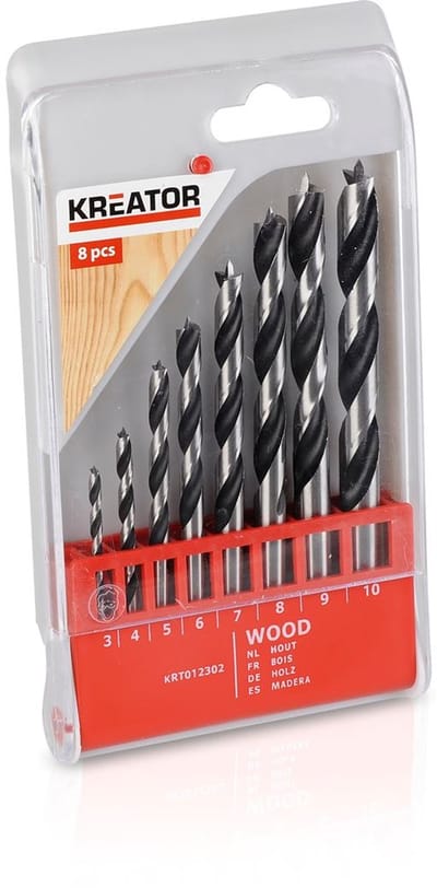 Kreator Houtboorset KRT012302 - Houtboorset Ø 3-10mm - 8 st.