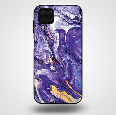 Smartphonica Telefoonhoesje voor Samsung Galaxy A12 met marmer opdruk - TPU backcover case marble design - Goud Paars geschikt voor Samsung Galaxy A12