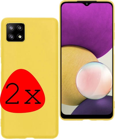 Hoesje 2 Stuks - Geschikt voor Samsung Galaxy M22 - Sterk & Shockproof - Case Siliconen - Back Cover - Telefoon Hoes - Geel