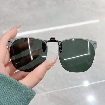 Heren Clip-on Zonnebril Gepolariseerd Flip-up Bril Dames Verloop Fotochromatisch Anti UV400 Zonnebril Nachtzicht Bril Polarized groen