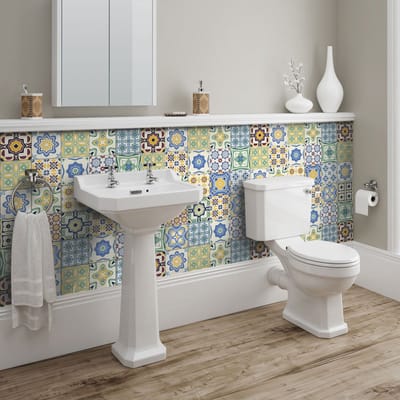 Zelfklevende tegelmuurstickers voor keuken en badkamer - 60 cementtegelstickers, Azulejos Sylvio - 60 stickers, 20x20cm