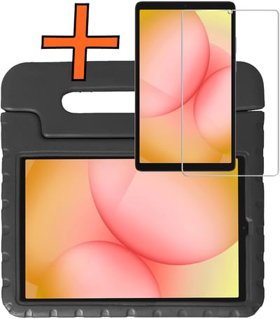 Hoesje - Geschikt voor Samsung Galaxy Tab A11 - Met Screenprotector - Kinderhoes Shockproof Bumper - Kidsproof Case - Tablet Hoes - Kinder Hoes Cover - Zwart