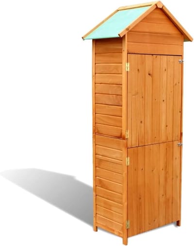 Tuinkast Hout - Buitenopberger Schuur - Gereedschap Opbergen - Waterafstotend Dak - 79 x 49 x 190 cm - Bruin