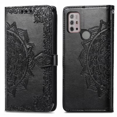 imoshion Hoesje - Geschikt voor Motorola Moto G10 / Motorola Moto G10 Power / Motorola Moto G20 / Motorola Moto G30 - Mandala Bookcase - Zwart