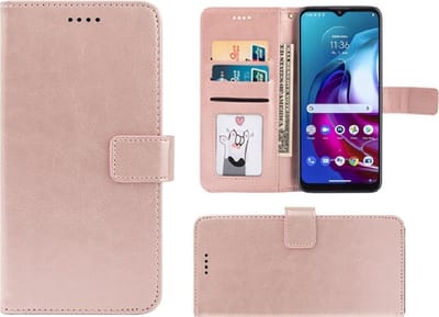 Hoesje Geschikt voor Motorola Moto G30 - Book Case Wallet Rose Goud Cover