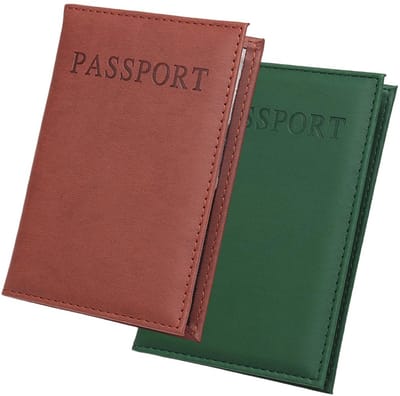 Dailygoods - 2 stuks 2 kleuren RFID-blokkerende paspoorthoes van PU-leer waterdicht paspoort portemonnee tweevoudig opvouwbaar documentenhouder voor cruises buitenlandse verblijven reisbenodigdheden