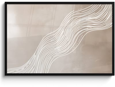 Poster in lijst - Fotolijst 120x80 cm - Posters - Golvende lijnen - Vloeiend - Zandkleurig - Posterlijst zwart - Decoratie - Wanddecoratie woonkamer - Muurdecoratie slaapkamer