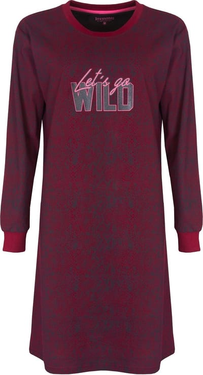 Irresistible Dames Nachthemd - Ronde Hals - Bordeaux Rood - Maat S