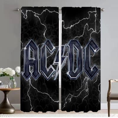 Keukengordijnen Kinderkamer Rock-ACDC Raamgordijn voor Kamer 2 Panelen Halloween Decoratie Scheidingswand Tule voor Slaapkamer Shades W50xH70cmx2pcs-CL