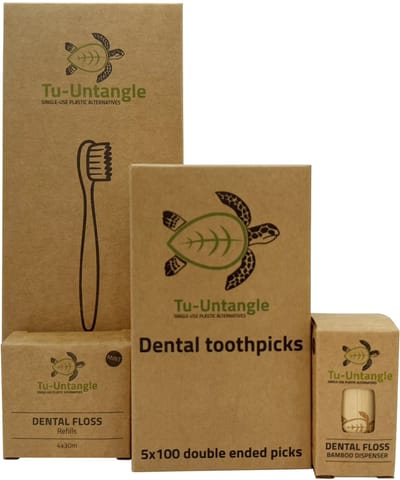 Tu-Untangle Mondverzorging Set – Bamboe Tandenborstel, Tandenstokers & Flosdraad