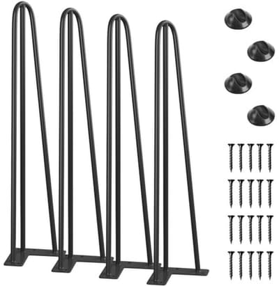 Metalen Haarspeld Salontafel Poten - 24 Inch, 1/2 Inch Massieve Staven voor Industrieel Meubilair - Set van 4 met Rubber Vloerbeschermers