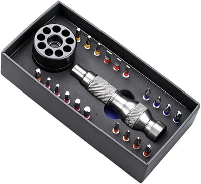 Schroefbitset 22 Delig - Precisie Bits - Kleine Reparaties - Ergonomisch Handvat - 22 Stuks - Grijs