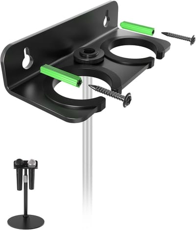 Veelzijdige Microfoonstandaard voor Bedrade en Draadloze Microfoons, Wandmontage of Rubber Pad, Geschikt voor 5/8 Inch en 3/8 Inch Draadvoering