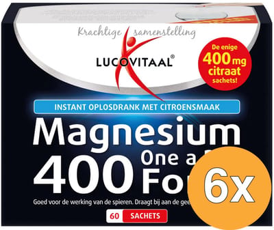 6x Lucovitaal Magnesium Citraat Poeder 400mg (60 zakjes)