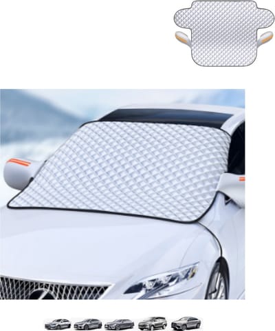 1 stuk - Sneeuwhoes - Autoruitenhoes - Voorruitbeschermer - auto-voorruithoes - Voorruithoes - Waterdicht - Anti-condens - Anti-vorst - Drievoudig verdikte laag + riemen + magneten - Geschikt voor SUV's/terreinwagens - 150 x 120 cm - Zilver
