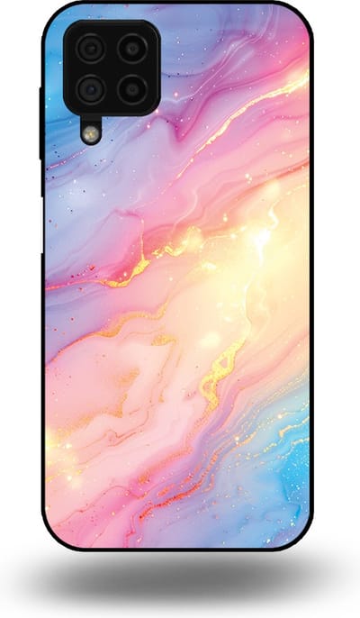 Smartphonica Telefoonhoesje Geschikt voor Samsung Galaxy A22 4G met Regenboog Glitter Marmer Opdruk - TPU Backcover Case Rainbow Glitter Marble Design geschikt voor Samsung Galaxy A22 4G