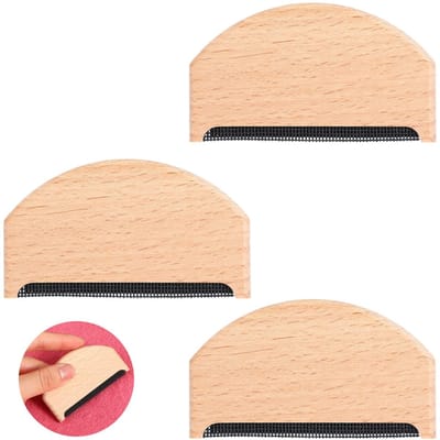 Dailygoods- Pluiskam - 3 Stuks - Handheld Pluizenverwijderaar - Houten Pluizenkam - Duurzaam - Lichtgewicht - Efficiënte Verzorging